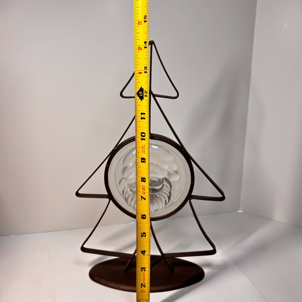 Nordic Scandinavia Holiday Decor Metal Christmas Tree Candle Holder Glass Santa - Picture 7 of 8